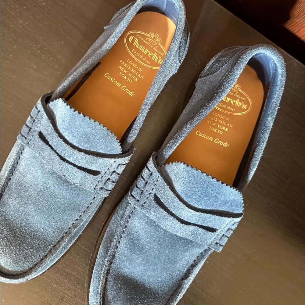 Mens Church’s Blue Suede Loafers
